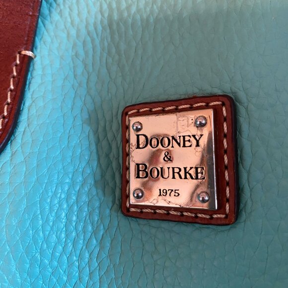 Dooney & Bourke Pebble Grain Satchel – Turquoise / teal with Saddle Trim - Picture 8 of 16